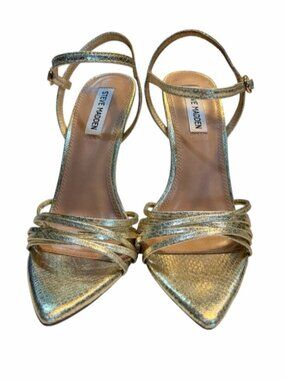 Steve Madden Wendy Gold Metallic Strappy Pointed Toe Heeled Sandals - Size 9